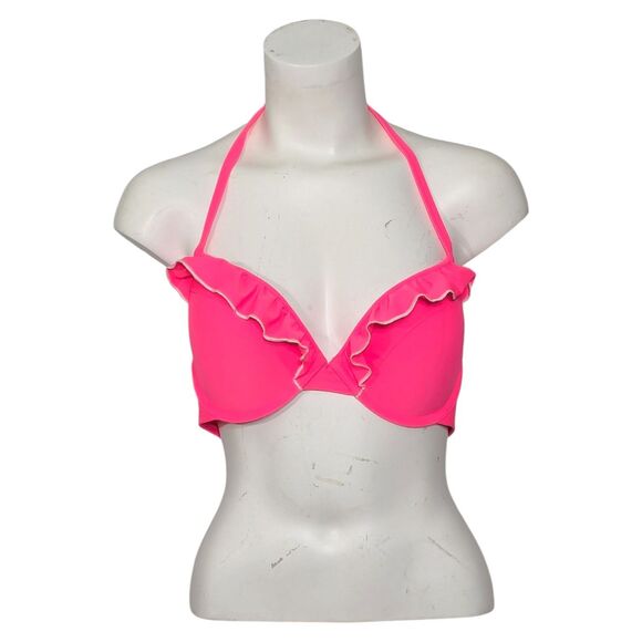 NWOT Aerie Bridget 36D Top Sz Large Bottom Neon Pink 2 Piece Bikini Swimsuit - Picture 2 of 16